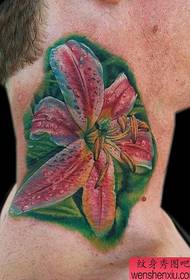 Neck Tattoo Pattern: Neck Lily Tattoo Pattern Picture