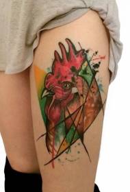 gamba di acqua Modello di tatuaggio testa di gallo di colore
