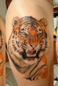 patrón de tatuaje de cabeza de tigre de color realista de hombro