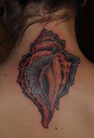 kadın arka boyun deniz iplik dövme deseni