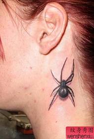 Zobrazit tetování Obrázek: Beauty Neck Black Spider Tattoo Pattern Picture