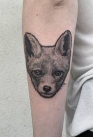 I-Arm Grey Realistic Little Wolf Head Tattoo iphethini