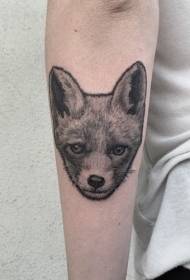 Braccio grigio realistico piccolo lupo testa tatuaggio modello