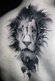 naujas mokyklos gražus juodo ir balto liūto galvos tatuiruotės modelis