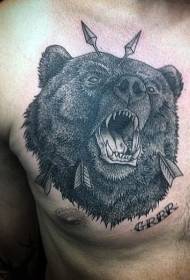 prsa crni rijani medvjed u obliku slova tetovaža slova