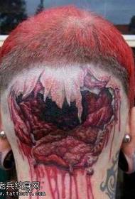 terroric realistic back-brain tattoo pattern