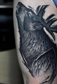 Thigh qub tsev kawm ntawv dub-grey taub hau tattoo qauv