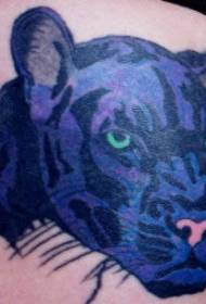 синя леопардова глава модел татуировка
