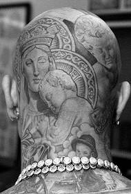 galvos tatuiruotė su istorija Biblijos viduje