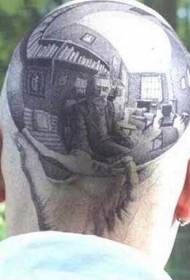 moška glava Sescherjev avtoportretni vzorec tatoo