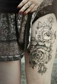 coxas extravagantes peônia flor criativa tatuagem padrão