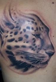 modello di tatuaggio testa di ghepardo grigio nero posteriore