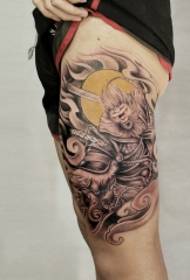 Thigh God of War without fear of victory over the Buddha domineering tattoo pattern
