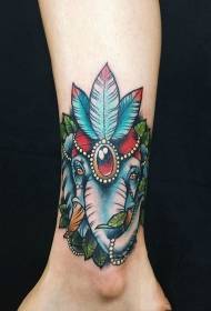 dziewczyny nogi kolor słoń pozostawia biżuteria tatuaż wzór