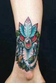 chicas piernas color elefante hojas joyería tatuaje patrón
