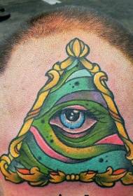 голова людини Кольоровий трикутник всередині очей татуювання візерунок