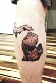 Map Tattoo for Men's Legs on Creative Map Tattoo Images