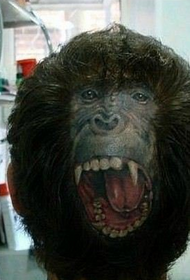 dois B cabeça da figura de tatuagem mal gorila padrão