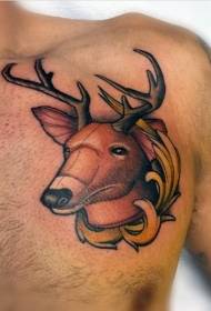 ngực màu Deer mẫu hình xăm đầu