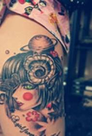 Tatuaggio gamba testa girly
