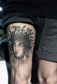 Pátrún tattoo simplí dubh agus bán thigh avatar