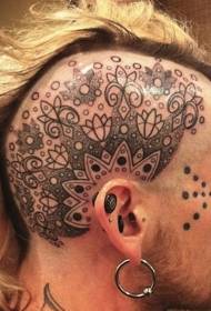 glava jednostavan crni prekrasan nakit cvjetni uzorak tetovaža