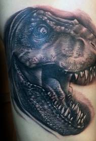 ẹgbẹ rib dudu dinosaur ori tatuu ilana