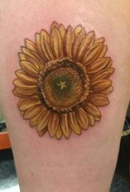 batang babae binti ng gradient na kulay ng bulaklak ng larawan ng tattoo ng bulaklak