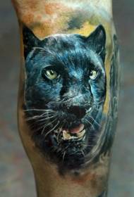 Kälber schwaarze Panther Head Tattoo Muster