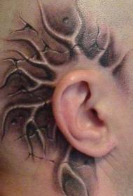 galvos tatuiruotės modelis: į galvą įtrūkęs reljefinis tatuiruotės modelis