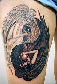 Leg Bright and Dark angel tattoo tattoo