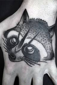 style ng pabalik na ilustrasyon ng itim na raccoon avatar tattoo pattern