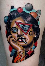 leg color smoking women tattoo pattern