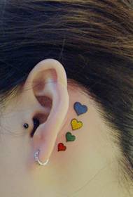 girl ear color love tattoo pattern