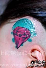 pää värikäs timantti tatuointi malli