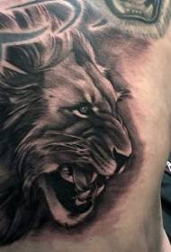 natrag novi školski crno-bijeli uzorak tetovaže na glavi lava