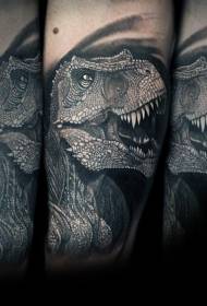 zvinoshamisa dema uye chena chaiwo dinosaur musoro tattoo maitiro