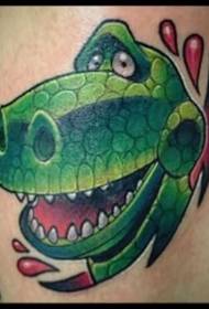 cartoon grappige kleur dinosaurus hoofd tattoo patroon