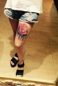noga Djelomični tintni cvjetni uzorak za tetovažu