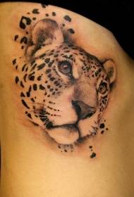 kilid nga mga gusok nga cute itom ug puti nga cheetah head tattoo nga Larawan