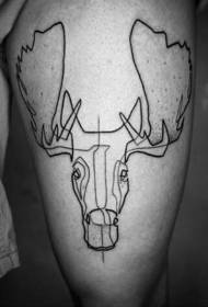 stehenní černá linie tribal styl 麋 jelení hlava tetování vzor