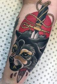 igazi dagger igazi igazi Wolf ekhanda tattoo iphethini