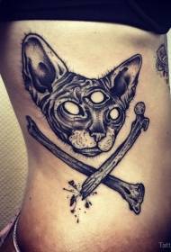 тараф Rabbed сабки кандакорӣ сари шакли гурба сиёҳ ва намунаҳои tattoo устухон