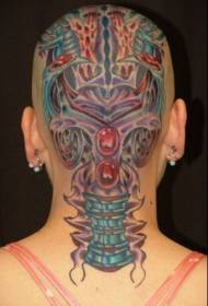 model de tatuaj biomecanic vopsit în cap