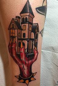 teleta europska i američka školska kuća šablon tetovaža ruku
