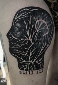misterioso ornamento testa nera con motivo tatuaggio lettera