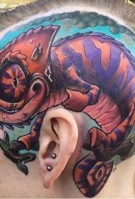 глава Цртан лик на голема гуштерна шема на тетоважи