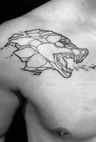 olka-luonnos tyyli musta viiva susi pää tatuointi malli