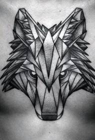 Modello di tatuaggio testa di lupo nero stile torace