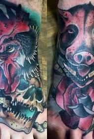 yambitsani mutu wamutu ndi boar yakutchire ndi chithunzithunzi cha tattoo